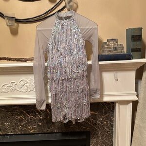 Weissman Silver Sequin Kids Dance Costume